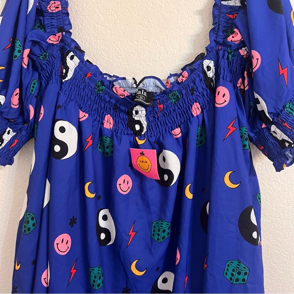 Dressed in LALA Forget The Rules Icon Blue Smocked Midi Dress NWT Size XL - Picture 11 of 13